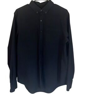 Mens Port Authority Black Long Sleeve‎ Button Down Shirt Medium Casual Dress EUC